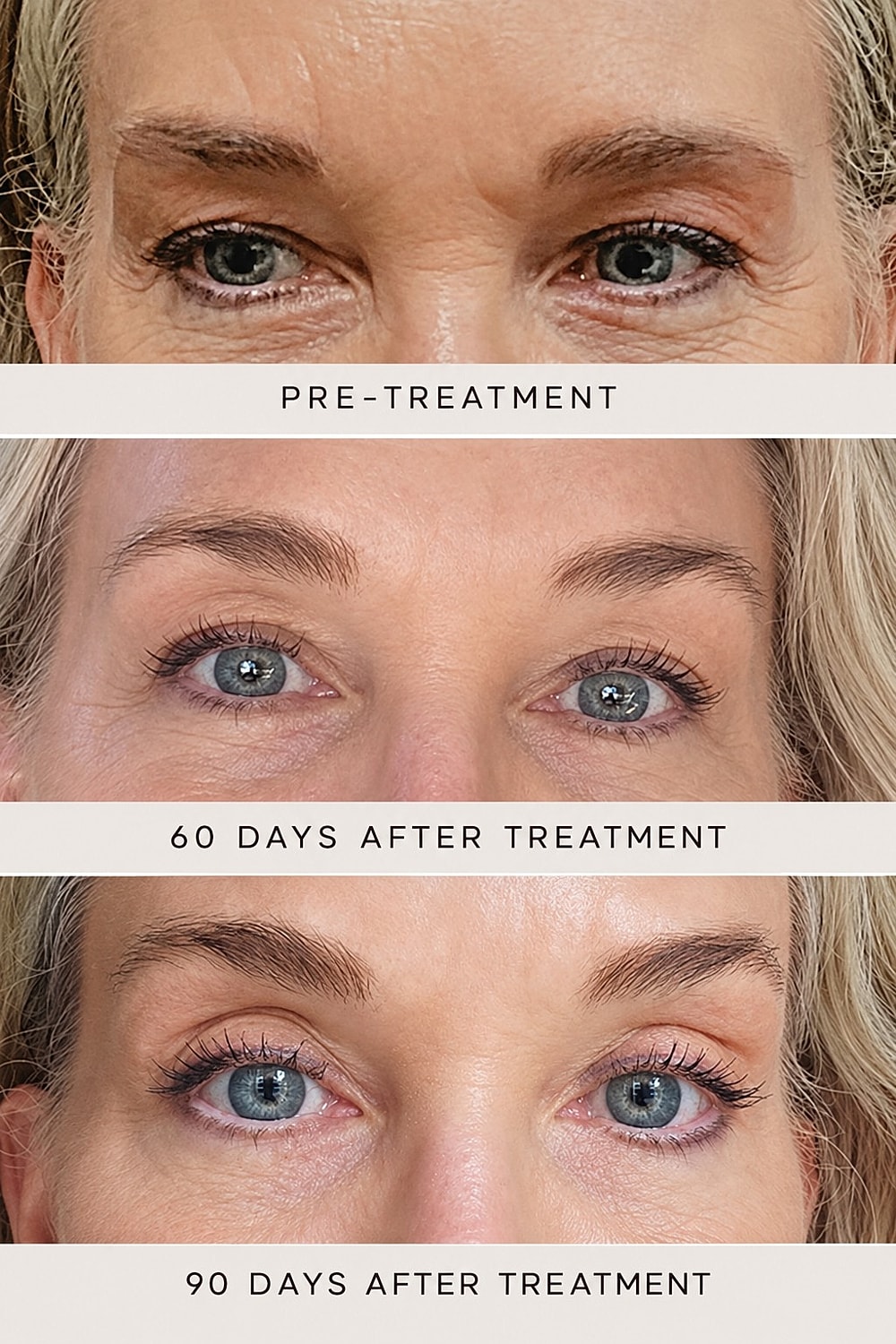Before and after treatment progression of eyes
