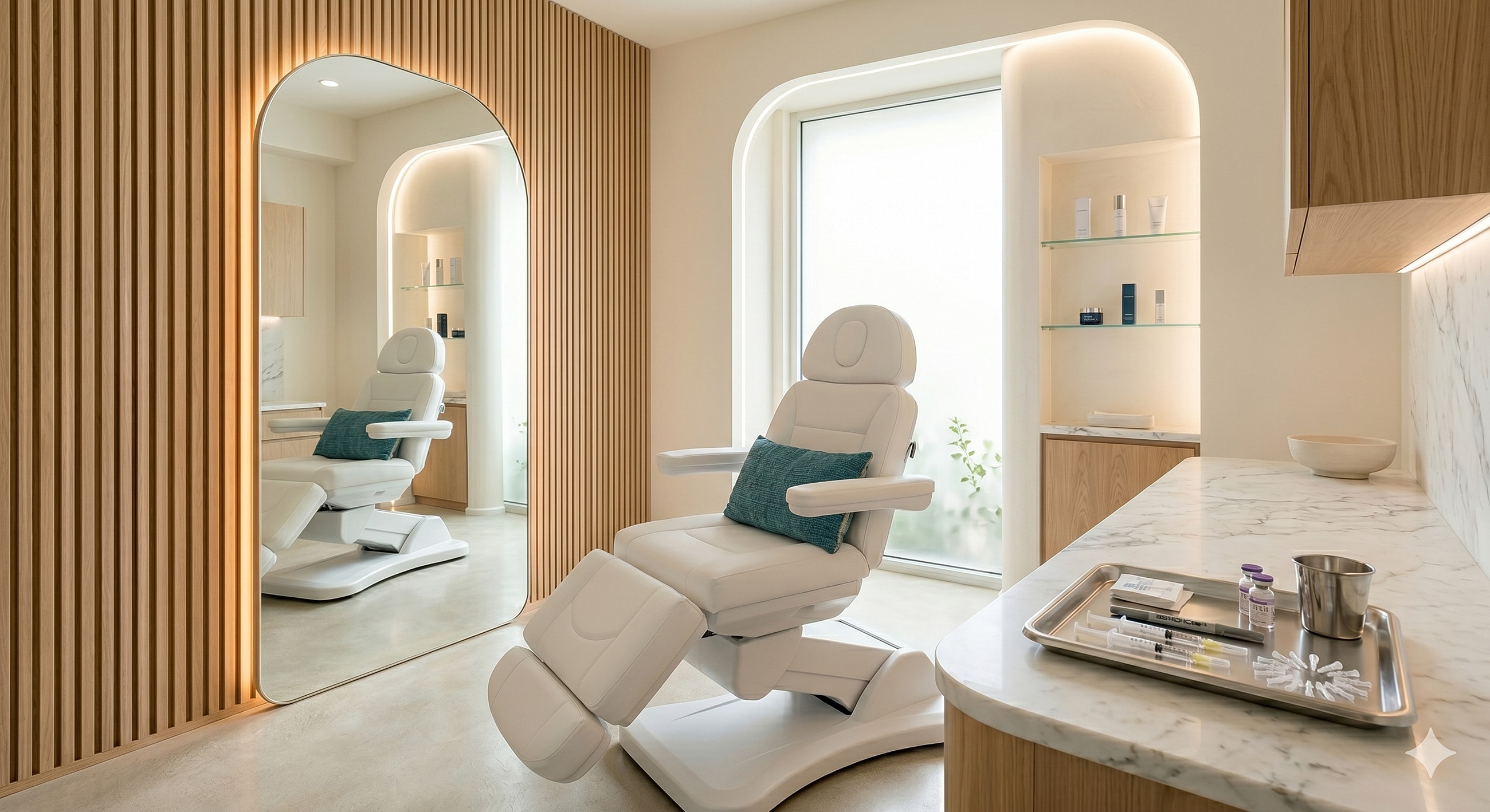 Modern aesthetic medical treatment room interior design.